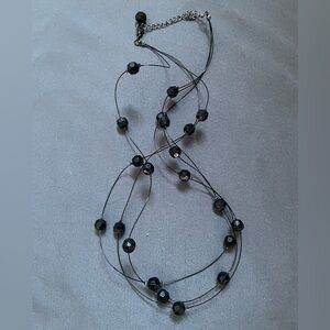 Multi-Strand Black Beaded Necklace